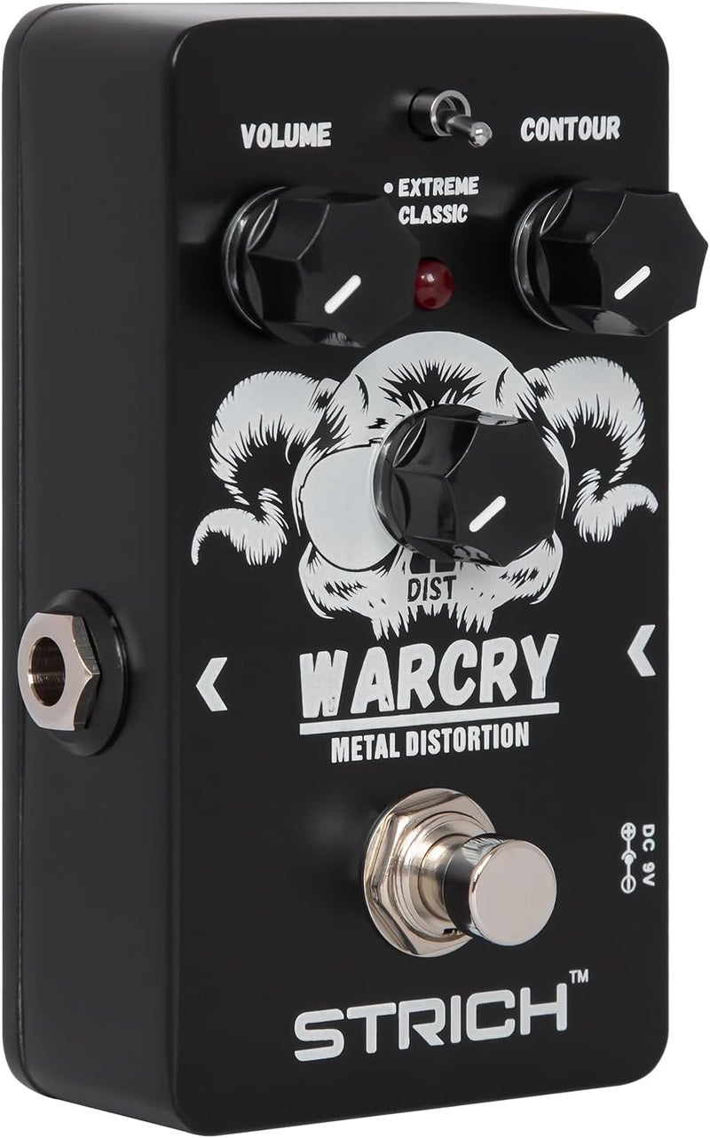 STRICH Metal Distortion Guitar Pedal, WARCRY Distortion 2 Modes Fat, Boost, Normal Classic Crunch 80s Metal/Nu Metal, True Bypass for Electric Guitar, Black and White - Image 1